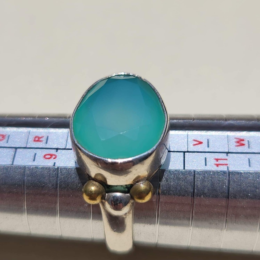 Vintage YS Chalcedony Sterling Silver Statement Ring - Picture 5 of 9